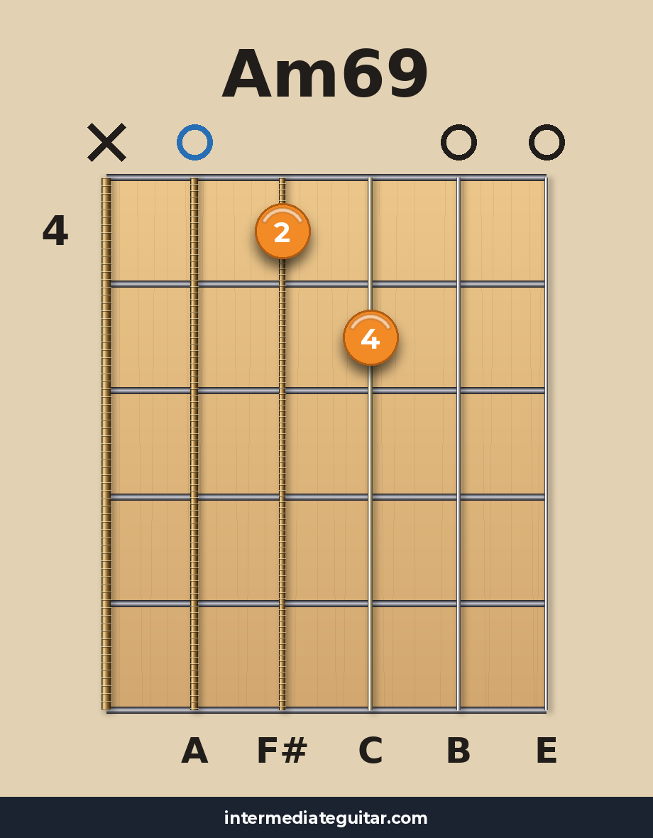Am69 guitar chord diagram